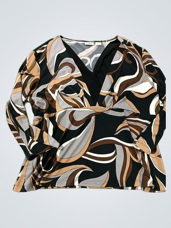 Cato Damen Langarm-Shirt mit V-Ausschnitt und Print
