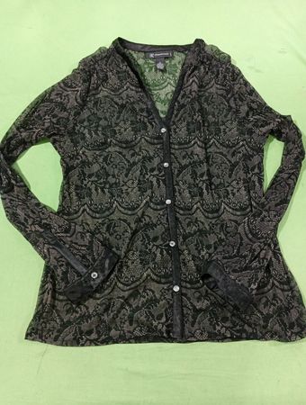 INC International Concepts Lace-Button-Up-Top