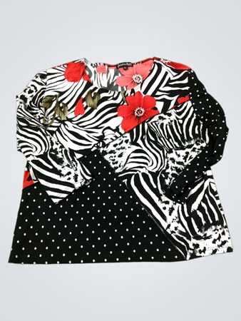 Jessica Max Damen XL Langarmshirt mit gemischtem Muster
