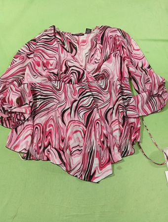 Blue Diamond Damen Bluse mit pinkem Wirbelmuster