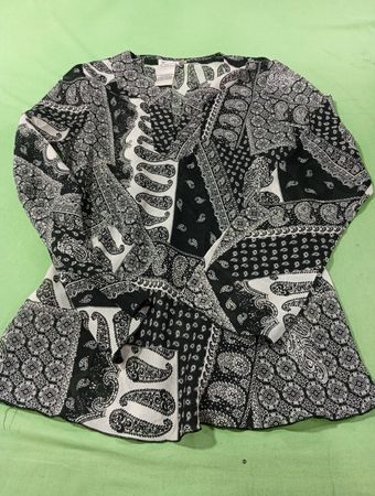 Fred David Bluse mit Paisley-Muster in Schwarz und Weiß