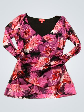 ELLE Floral-Print Langarm-Oberteil