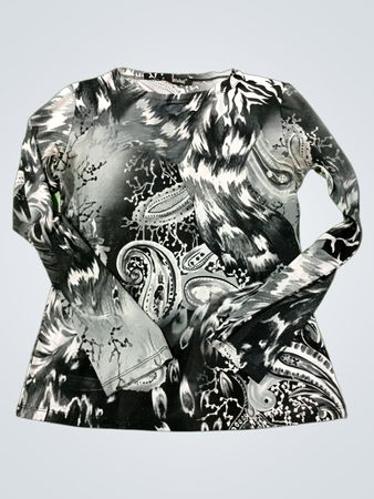 Blokaj Black and White Paisley Print Langarmtop
