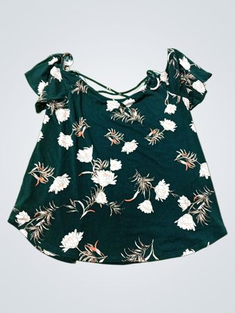 Kaileigh Green Blumenmuster Cold-Shoulder-Top