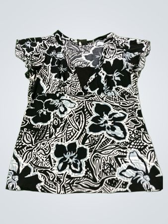 JKLA CALIFORNIA Schwarz-weißes Oberteil mit Blumenmuster