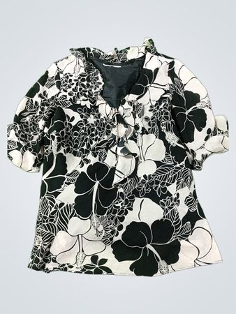 DRESS-U BY SHARON Schwarze & weiße Bluse mit Blumenmuster
