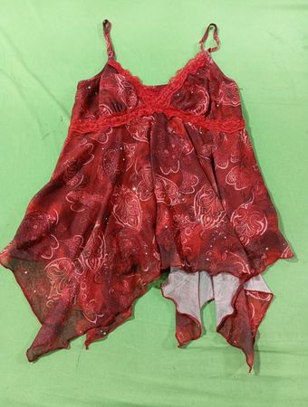 Rotes Fairycore-Oberteil mit Paisley-Muster