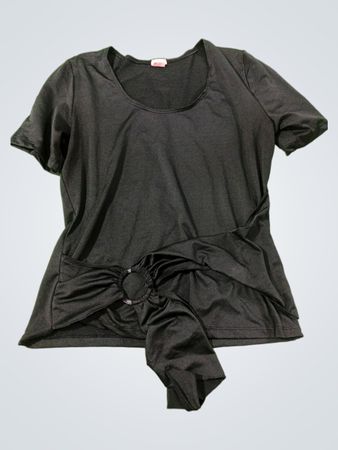 BZBZ Damen schwarzes Kurzarm-Oberteil mit Ringdetail