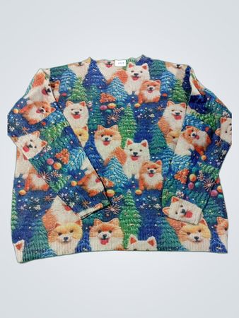 Hund und Weihnachtsbaum Print Pullover