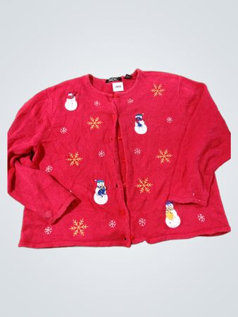 Crystal Kobe Roter Schneemann Schneeflocke Cardigan