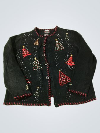 Studio Fa La La Black Christmas Tree Cardigan