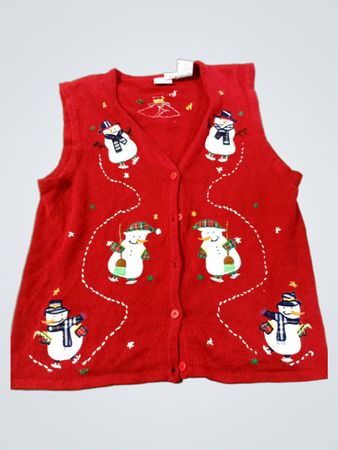 Bobbie Brooks Women's Red Snowman Christmas Vest