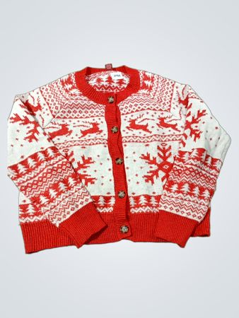 Weihnachtsrentier-Schneeflocken-Strickjacke