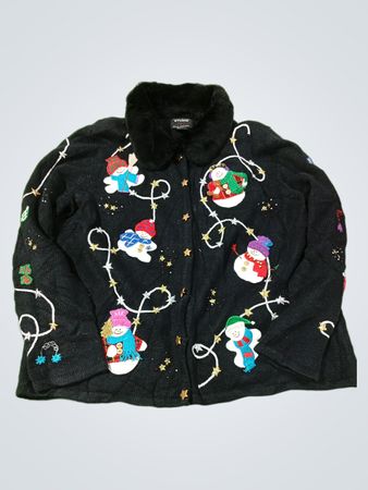 STUDIO JOY Schwarzer Schneemann Weihnachts-Pullover