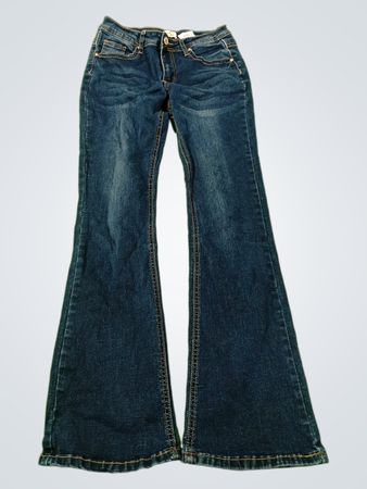 Bamboo Original Denim Jeans mit ausgestelltem Bein und Blumenstickerei