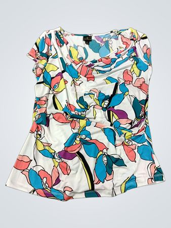 Worthington Damen Oberteil mit Wasserfallausschnitt und Blumenmuster