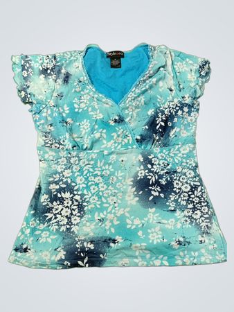 Style & Co. Blaues Oberteil mit Blumenmuster