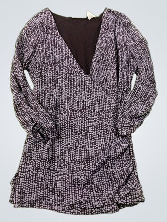 WORTHINGTON Damen Top mit gerafftem V‑Ausschnitt, langen Ärmeln und gepunktetem Print