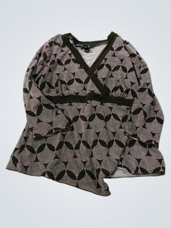AGB Damen Wickeloberteil mit braunem geometrischem Muster