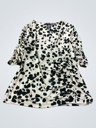 Style & Co Petite Oberteil mit Animal-Print und Raffung