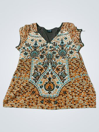 Nicole by Nicole Miller Women's XL „Made in China“ Grafikdruck-Tunika-Top