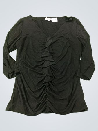 Classiques Entier Black gerafftes V-Ausschnitt-Oberteil