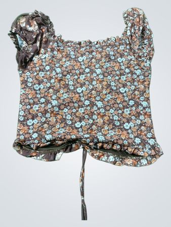 Grave Fame Blumenmuster Rüschenshirt mit Tunnelzug