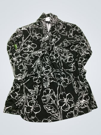 PRÄMISSE Schwarzes und weißes Blumenmuster-Top