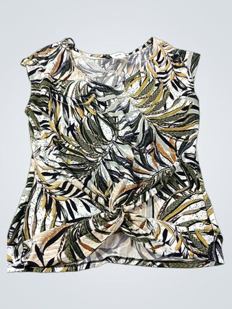 JULES & LEOPOLD Damen-Top mit Blattmuster und gedrehtem Vorderteil