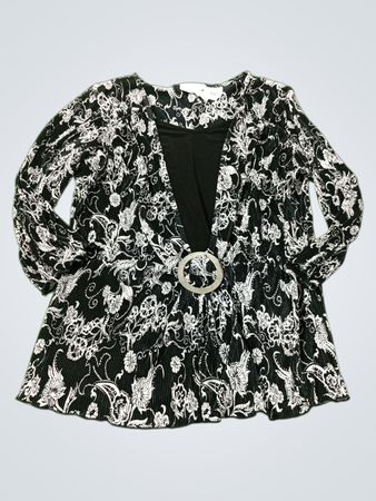 Le Grand Schwarz-Weißer Blumenmuster-Bluse