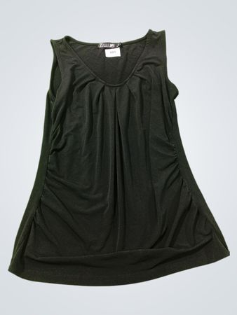 7th Avenue Design Studio New York & Company schwarzes ärmelloses Oberteil mit Raffung