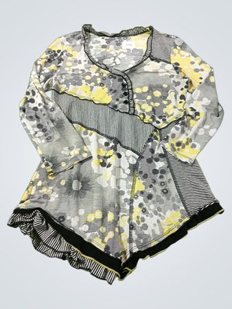 Mädchen-Tunika mit langen Ärmeln, Blumenmuster und Streifen