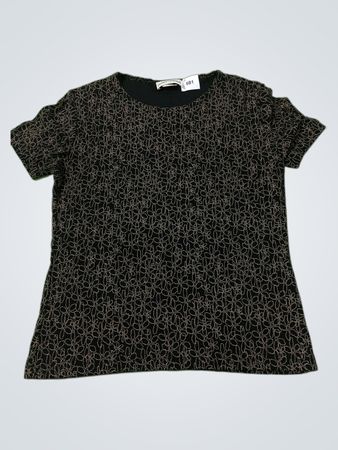 FRAZIER LAWRENCE Damen Schwarzes Kurzarm-Oberteil mit Blumenmuster