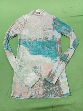 Willow + Root abstrakter Druck Rollkragen-Oberteil mit langen Ärmeln