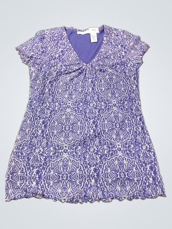 Liz Claiborne lila gemustertes Kurzarm-Oberteil