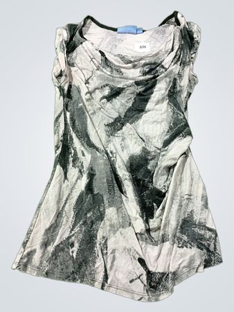 Simply Vera Vera Wang Damen Top mit abstraktem Muster und Wasserfallausschnitt