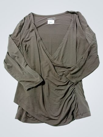 Coldwater Creek Damen Langarm-Shirt mit gerafftem Wickel-Design