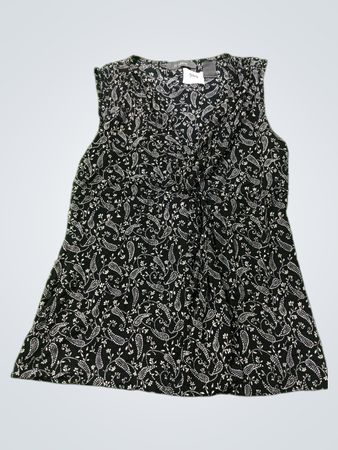 Liz Claiborne Petite M Schwarz Paisley ärmelloses Top