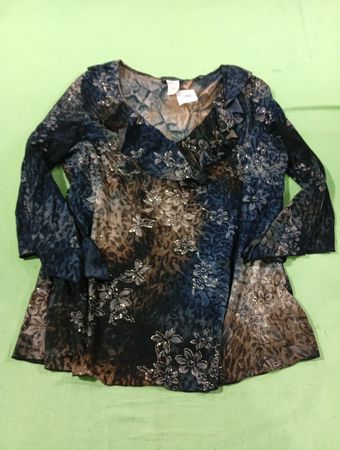 Brittany Schwarze Damenbluse mit Print und langen Ärmeln