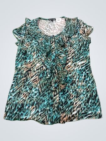 CAROL ROSE Bluse mit Animal-Print, Rüschen und Knopfleiste vorne