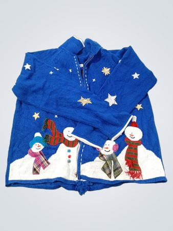 Studio Joy Blauer Schneemann Weihnachts-Pullover