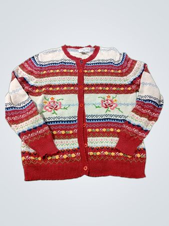 Casual Corner & Co. Damen Fair-Isle-Blütenstrickjacke