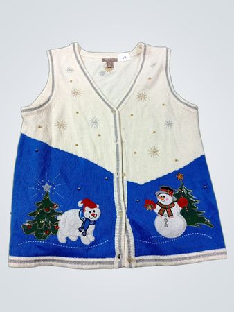 White Stag Weihnachts-Schneemann- und Tannenbaum-Strickweste