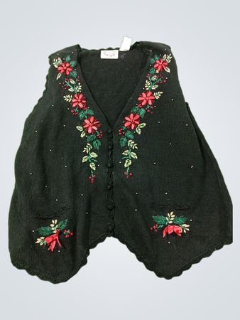 Erika I Black Christmas Poinsettia bestickte Weste