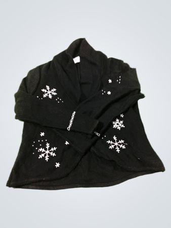 Schwarzer Schneeflocken-Cardigan