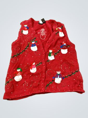 Erika Damen Rotes Schneemann-Weihnachtsweste