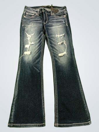 Express Jeans Women's Flared Distressed Denim Jeans