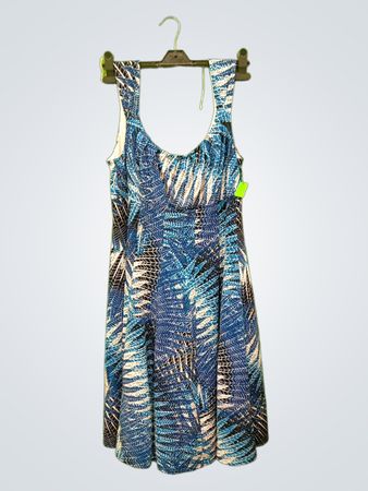 Signature Ella Blue Leaf Print Dress