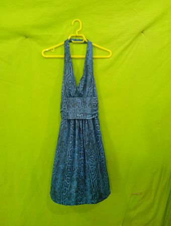 Blaues Schlangenmuster-Halfterkleid