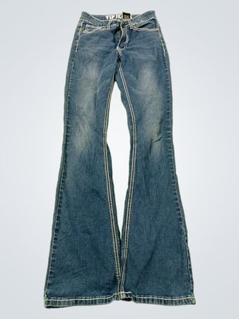 VIP JEANS Damen Schlagjeans mit verzierten Taschen